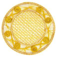 Round Placemats Natural Straw Woven Yellow & Spiral (Set x 4) via Urbankissed