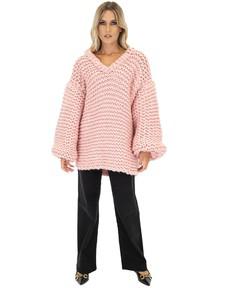 Oversized V-Neck Sweater - Pink via Urbankissed