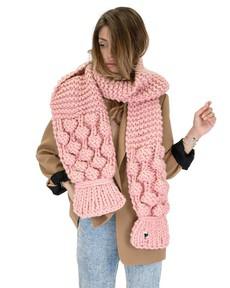 Bubble Ribbed Chunky Scarf - Pink via Urbankissed