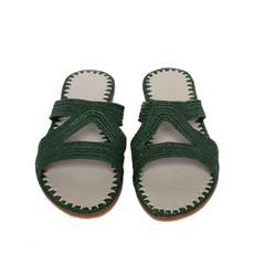 Raffia Slippers Habeeba in Khaki via Abury