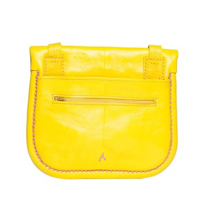 Embroidered Leather Berber Bag in Yellow, Rosé from Abury