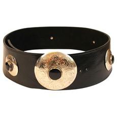 Black Leather Belt with Metal Details via Abury