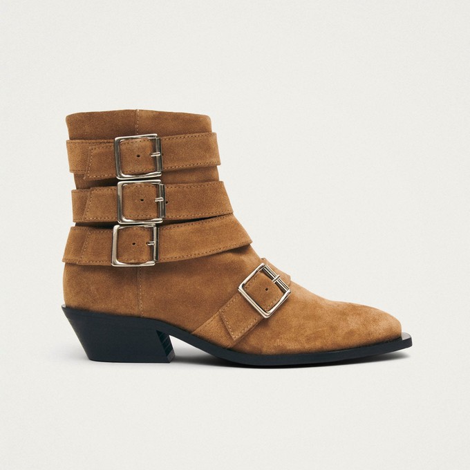 Eras Suede Tan Leather Ankle Boots from Alohas