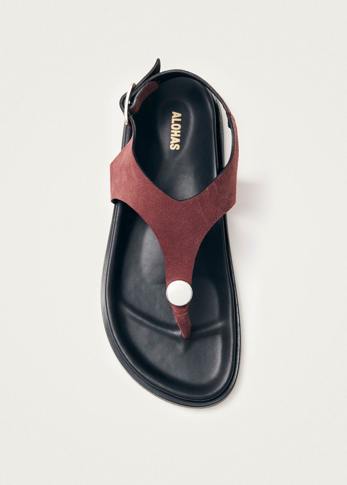 Harbor Suede Burgundy Leather Sandals from Alohas