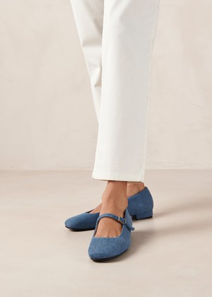 Por Do Sol Denim Blue Denim Ballet Flats from Alohas