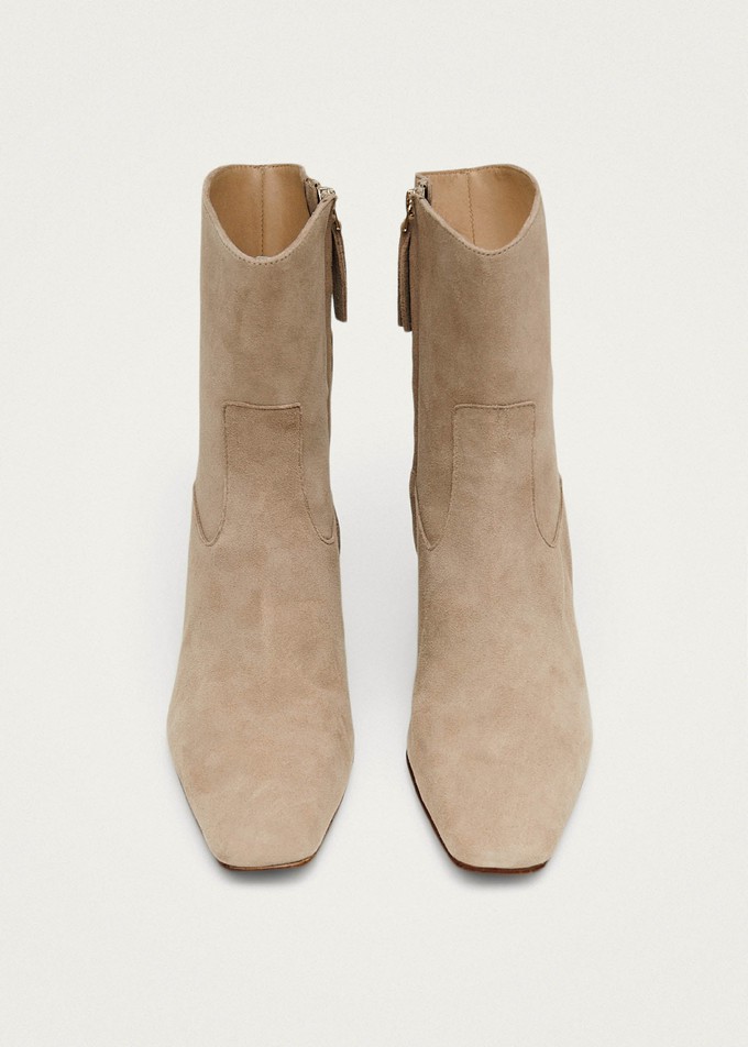 Nash Suede Beige Leather Ankle Boots from Alohas