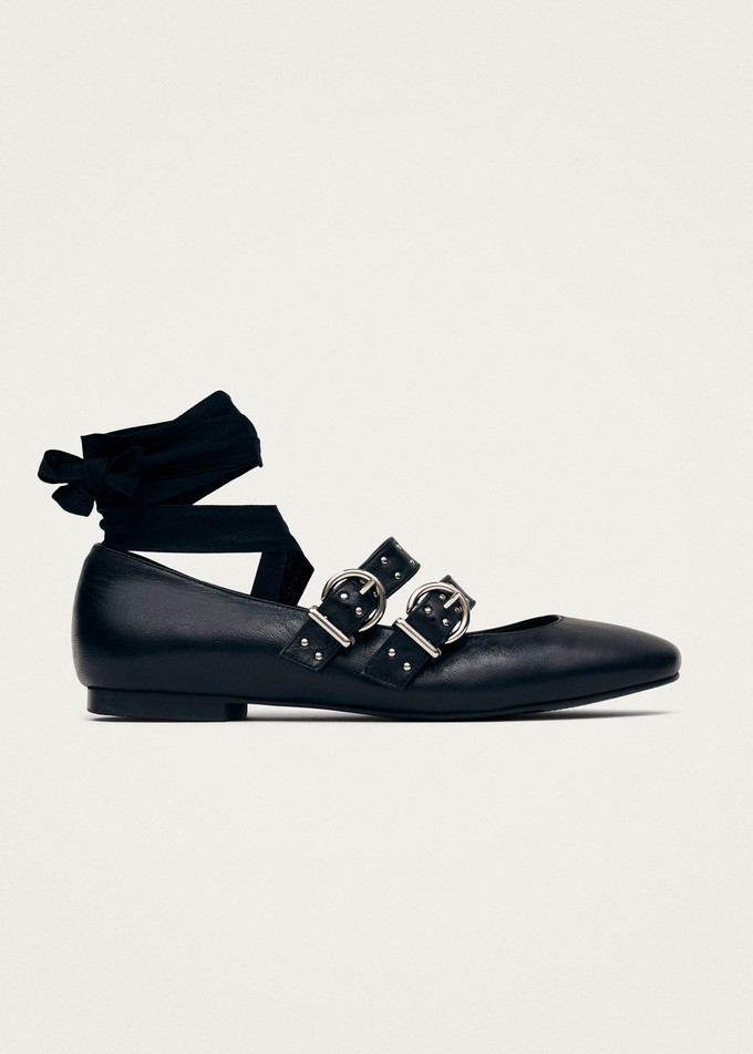 Thekla Black Leather Ballet Flats from Alohas