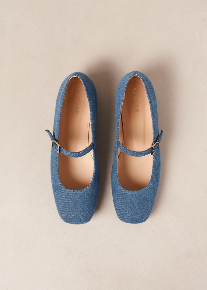 Por Do Sol Denim Blue Denim Ballet Flats from Alohas