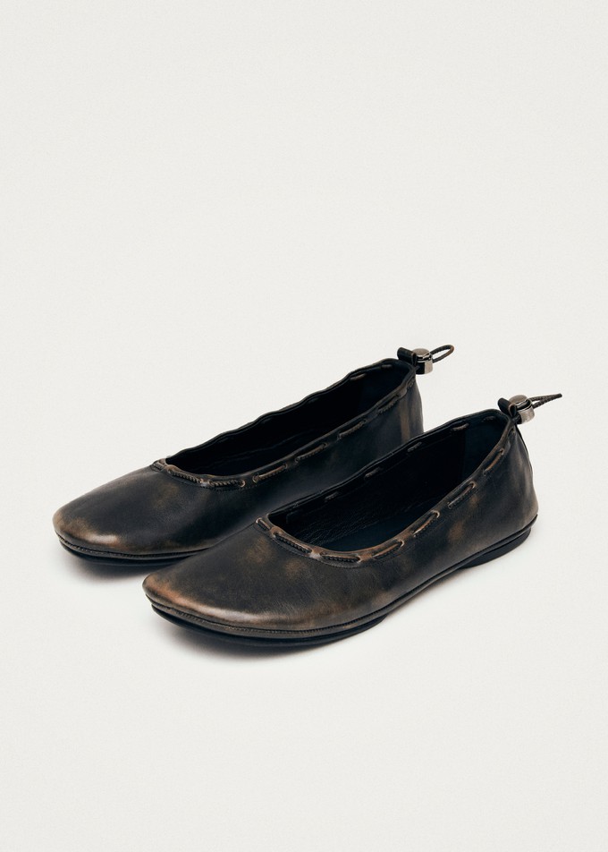 Gill Brushed Brown Leather Ballet Flats from Alohas