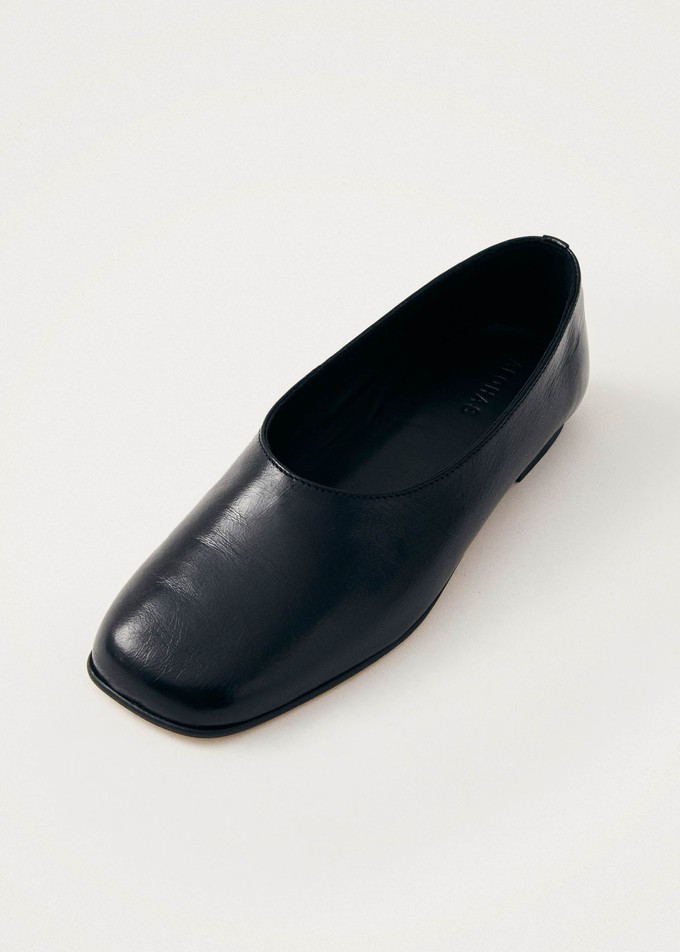 Edie Black Leather Ballet Flats from Alohas