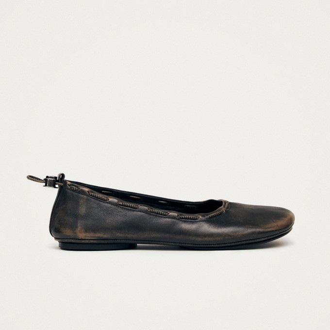 Gill Brushed Brown Leather Ballet Flats from Alohas