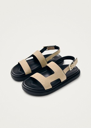 Lorelei Suede Beige Leather Sandals from Alohas