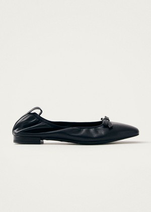 Freya Black Leather Ballet Flats from Alohas