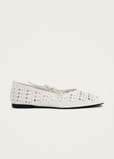 Sway Slit White Leather Ballet Flats via Alohas