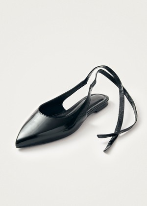 Ribbon Onix Black Leather Ballet Flats from Alohas