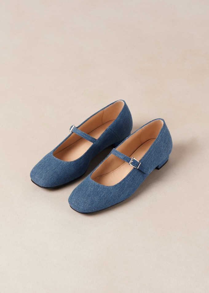 Por Do Sol Denim Blue Denim Ballet Flats from Alohas