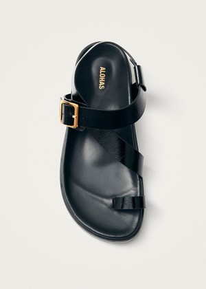 Siren Onix Black Leather Sandals from Alohas