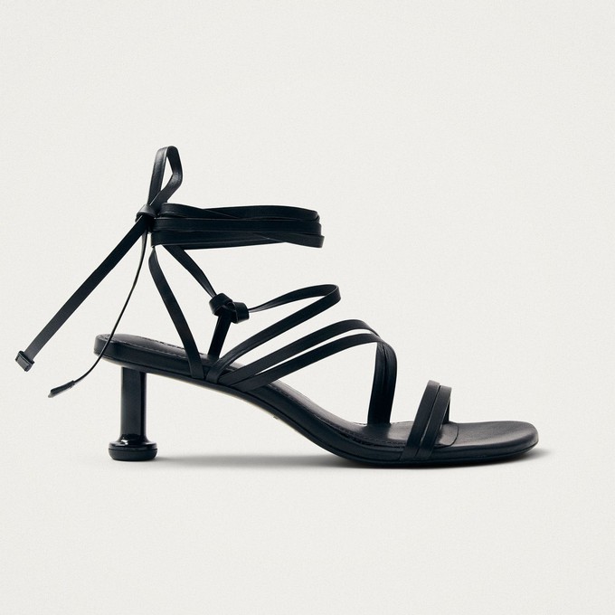 Curly Black Leather Sandals from Alohas