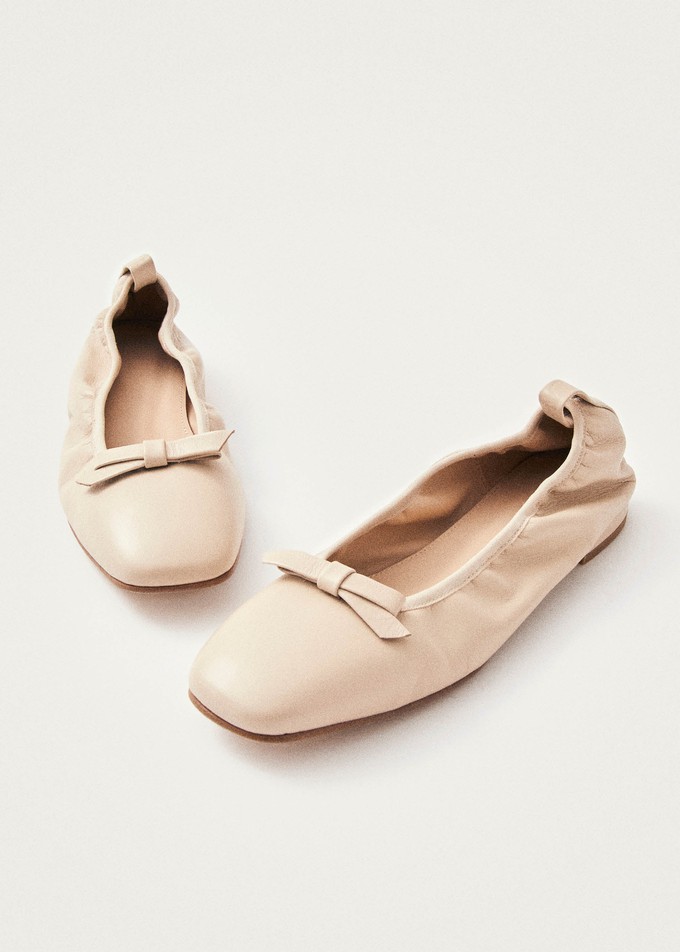 Freya Cream Leather Ballet Flats from Alohas