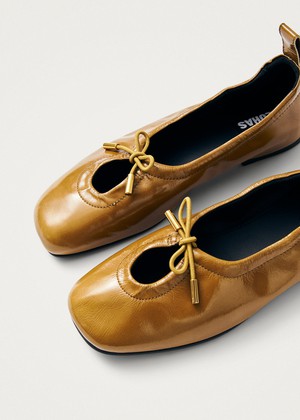 Rosalind Onix Caramel Leather Ballet Flats from Alohas