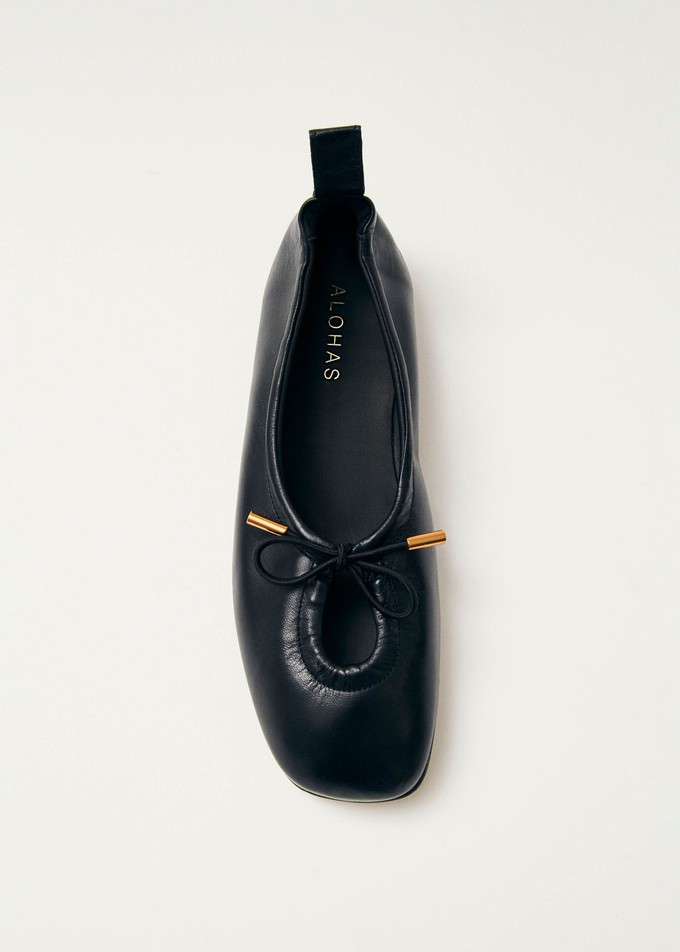 Rosalind Black Leather Ballet Flats from Alohas