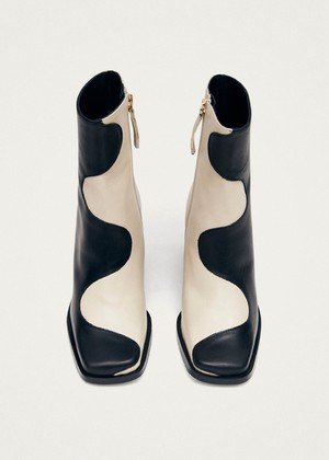 Blair Bicolor Black Cream Ankle Boots from Alohas