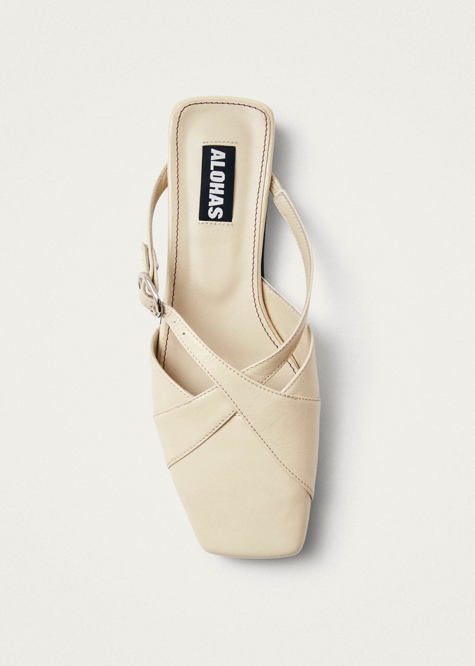 Adria Onix Cream Leather Mules from Alohas