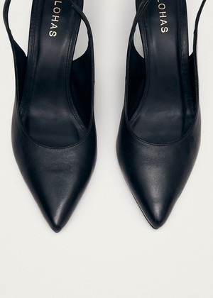 Louise Black Leather Pumps from Alohas