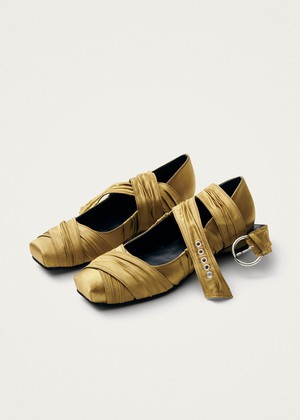 Volant Silky Dark Gold Ballet Flats from Alohas