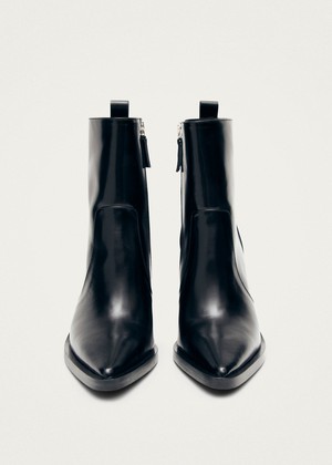 Haylo Black Leather Ankle Boots from Alohas