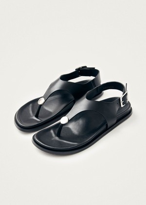 Harbor Black Leather Sandals from Alohas