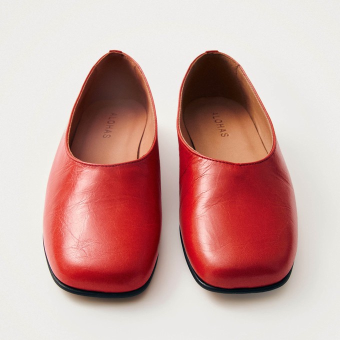 Edie Red Leather Ballet Flats from Alohas