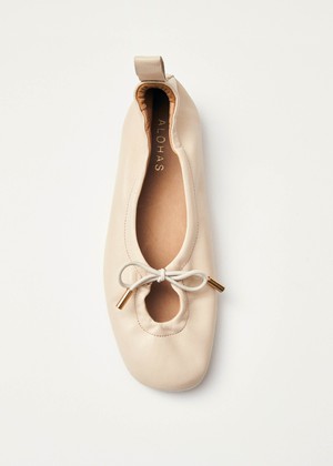 Rosalind Cream Leather Ballet Flats from Alohas