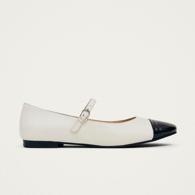 Musa Bicolor Black Cream Leather Ballet Flats from Alohas