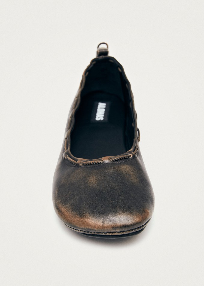 Gill Brushed Brown Leather Ballet Flats from Alohas