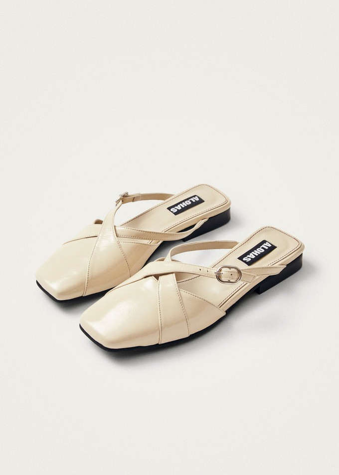 Adria Onix Cream Leather Mules from Alohas