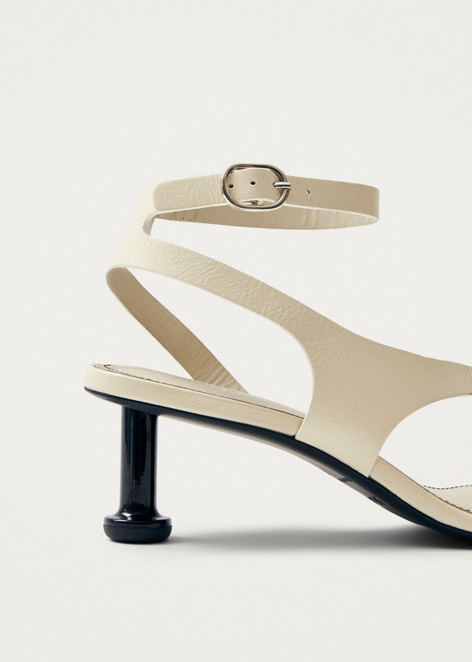 Miquela Onix Cream Leather Sandals from Alohas