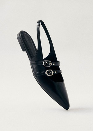 Wren Black Leather Ballet Flats from Alohas