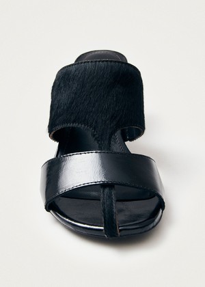 Rhea Soft Black Leather Sandals from Alohas