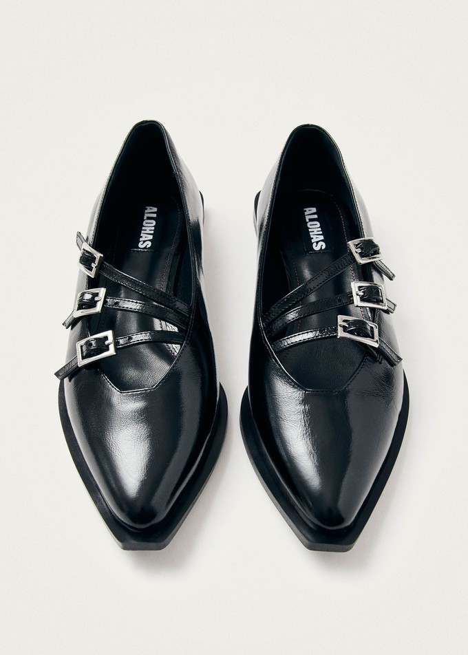 Jive Onix Black Leather Ballet Flats from Alohas