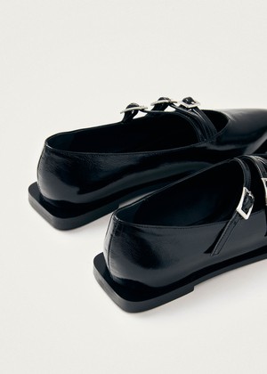 Jive Onix Black Leather Ballet Flats from Alohas