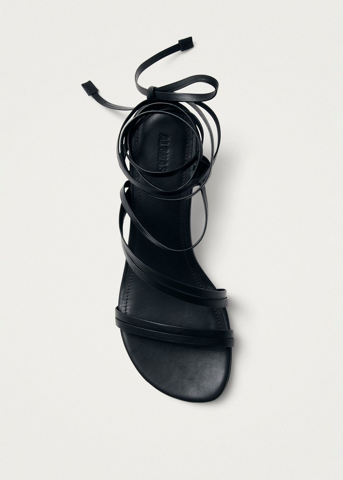 Curly Black Leather Sandals from Alohas