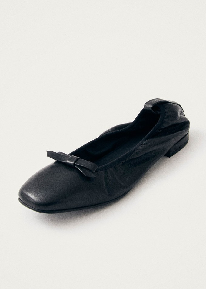 Freya Black Leather Ballet Flats from Alohas