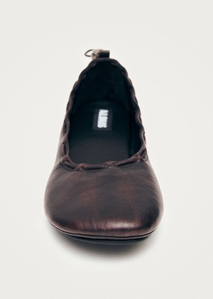 Gill Brushed Burgundy Leather Ballet Flats from Alohas