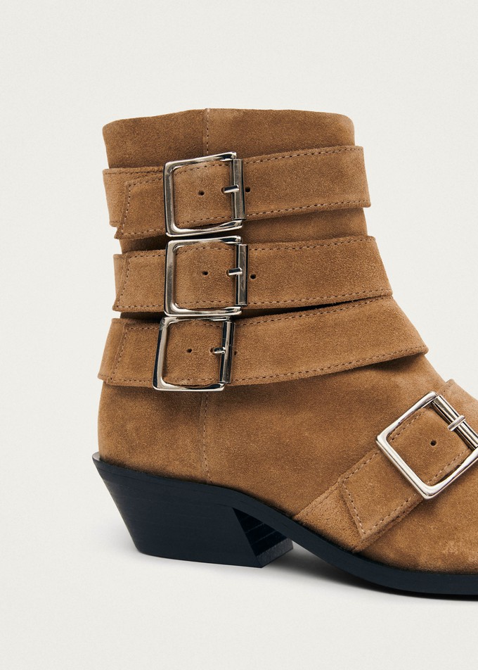 Eras Suede Tan Leather Ankle Boots from Alohas