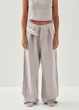 Moca Linen Brown Trousers from Alohas