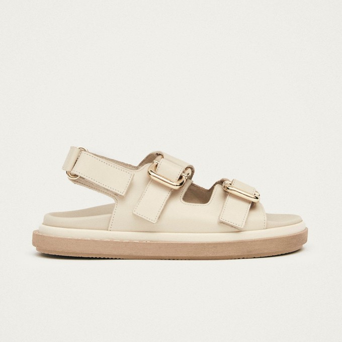 Harper Cream Leather Sandals from Alohas