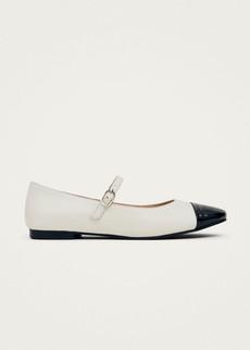 Musa Bicolor Black Cream Leather Ballet Flats via Alohas