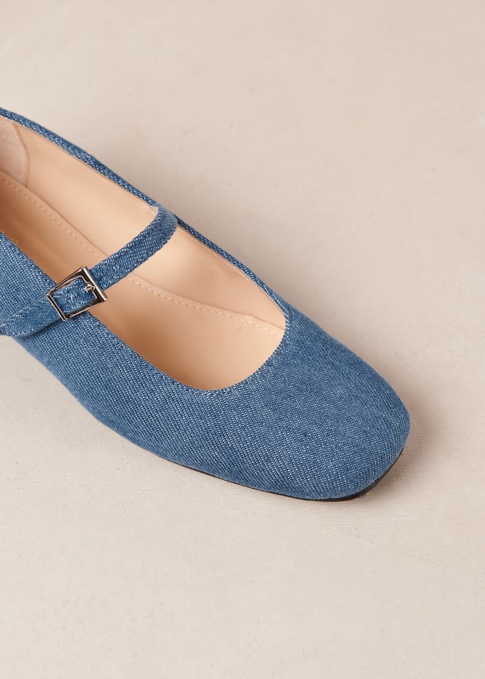 Por Do Sol Denim Blue Denim Ballet Flats from Alohas