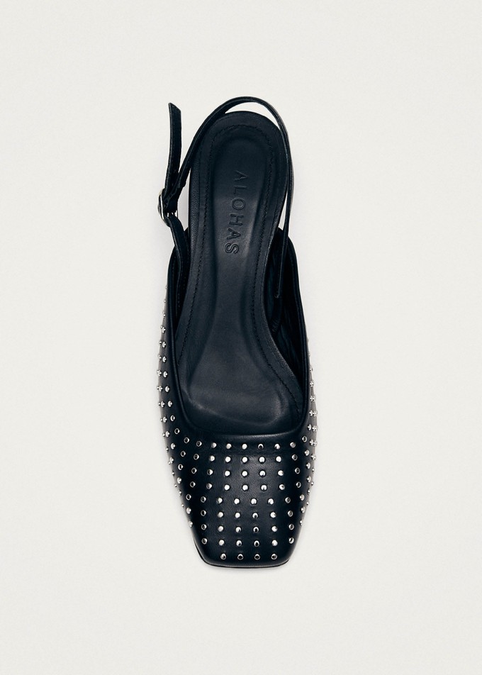 Lindy Studs Black Leather Pumps from Alohas